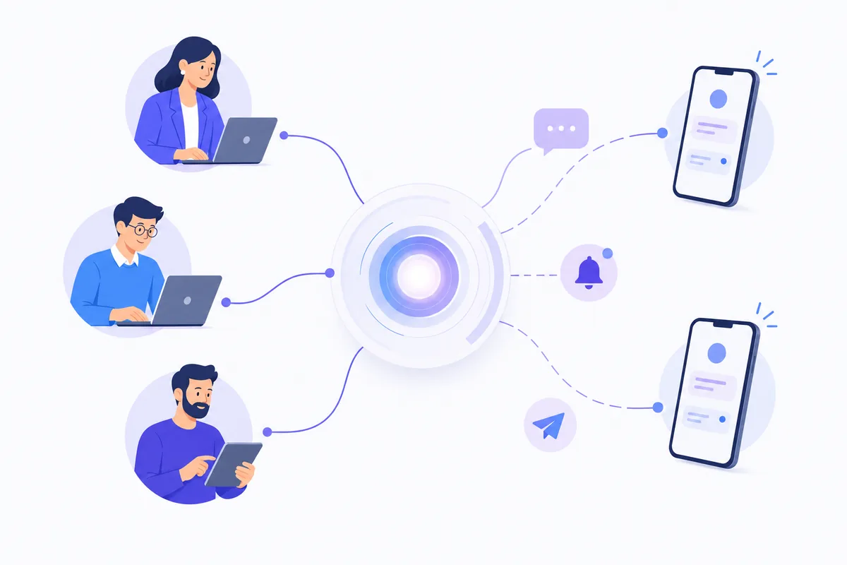 Più collaboratori condividono lo stesso motore per gestire comunicazioni e notifiche ai clienti